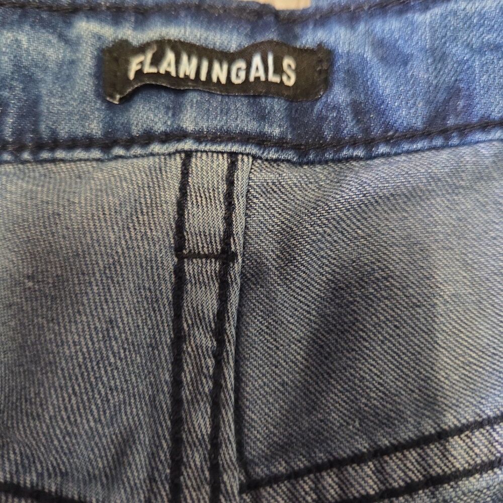 NWT Flamingals Womens XS Wide Leg Mid Rise Jeans Front Patch Pockets - Picture 8 of 11